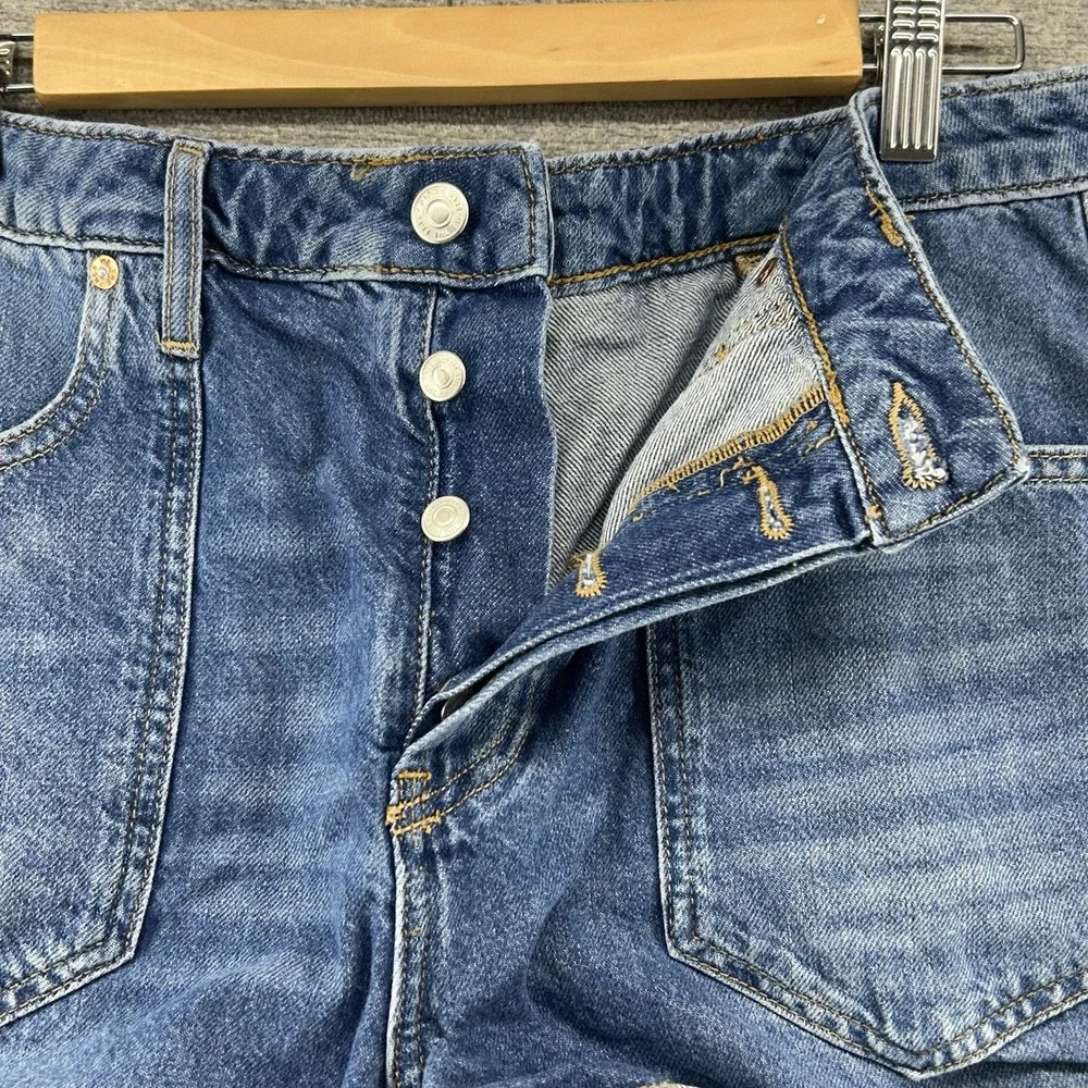 We The Free Shorts Denim Women Size 30 Blue Button Fly Summer Casual